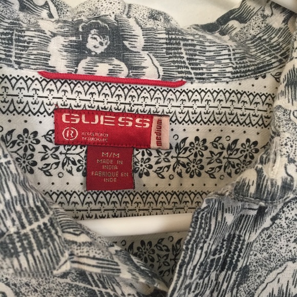 Western Floral Button Up Slate Blue on Soft White -Medium- 100% Cotton - Picture 3 of 8